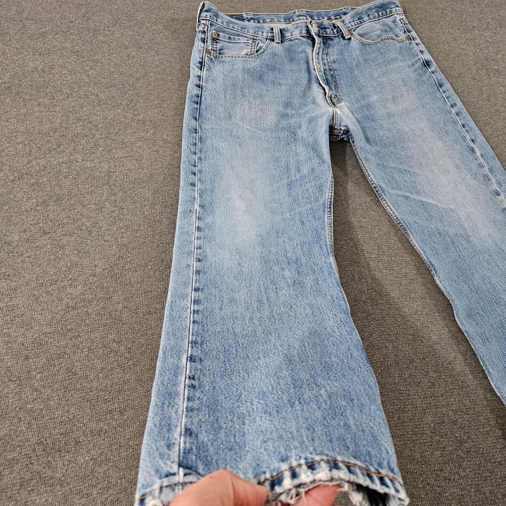 Levis 505 Regular Fit Light Wash Straight Leg Denim Jeans Mens 38x30 Blue - Picture 11 of 16